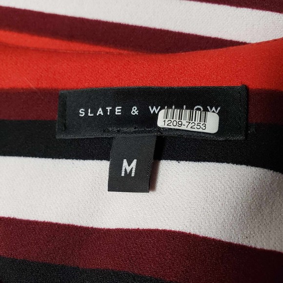 Slate & Willow Size Medium Bold Striped V-Neck Knee Length Dress - Picture 5 of 7